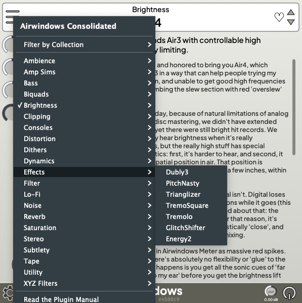 Interfaz del plugin Airwindows Consolidated
