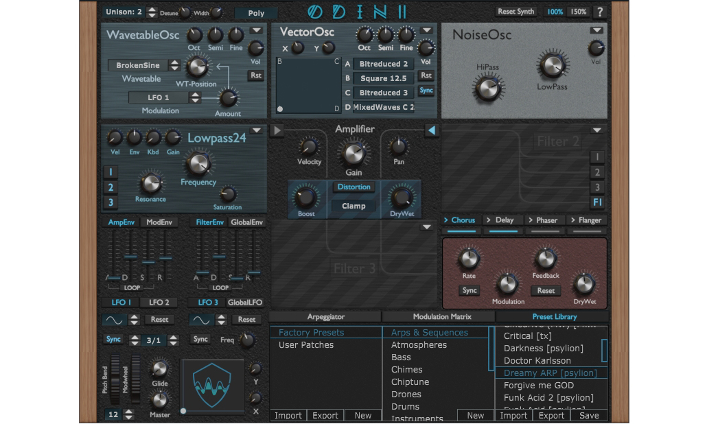 Interfaz del plugin Odin 2
